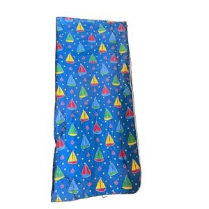 LANDS' END Home Kids  Reversible Sleeping Bag Sailboat Blue